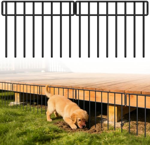 HIHADUUM Tier-Absperrzaun, 9 m (L) x 33 cm (H), 21 Stück, Gartenzaun, Tierbarriere, Gartenbegrenzung, rostfreie Metall-Zaunplatten, keine Grabzaunpaneele, Verteidigung für Hunde, Kaninchen, Terrasse