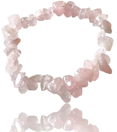 Steinfixx® - Echtes Rosenquarz Splitter-Armband *Liebe* - Hochwertiges Edelsteinarmband mit getrommelten Rosenquarz Splittern