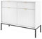 BETTSO - Nova KSZ-104 - Kommode - Kommode mit Schubladen - 83 cm hoch, 104 breit - 2 Schubladen - Geriffelt - für Wohnzimmer, Flur - 2-türig - Glamour - Weiß - mit golden Griffen und schwarzen Beinen