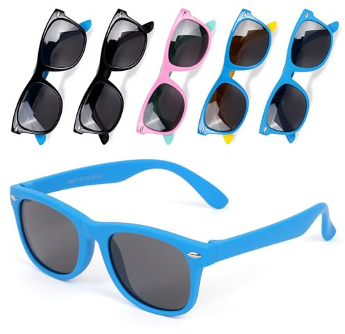 Auliuse Kids Sunglasses - Flexible Frame Polarized Sunglasses for Boys & Girls, UV400 Protection, Blue