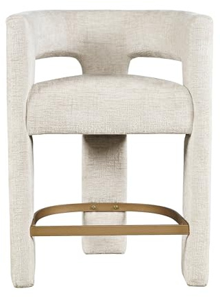 Jofran Gwen Natural Upholstered Counter Stool with Arms – Versatile Barstools – Stylish Seating for Kitchen Dining Room or Home Bar, Natural, Modern Counter Stools, Single Stool