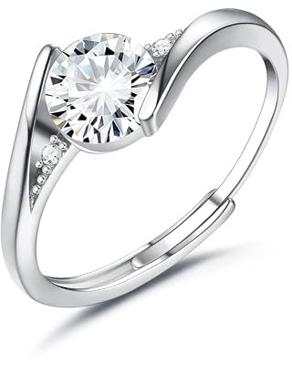 LOLIAS 925 Silber Mondstein Ring Damen Verstellbar Silberring Mondstein Ringe Frauen Silber Vintage Zirkonia Damenring Oval Rund Edelstein Ring Verlobungsring Damen