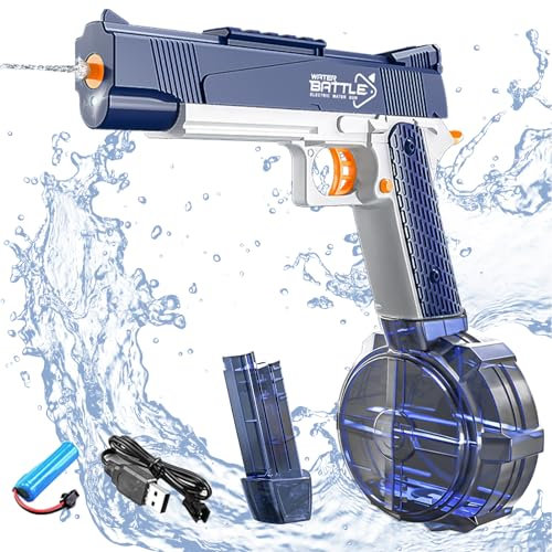 Electronica Pistola de Agua, Azul Gran Capacidad Potente Pistola de Agua Electronica 434hp+58hp, Pistolade Agua Niños Adultos para Jardín Playa Piscinas