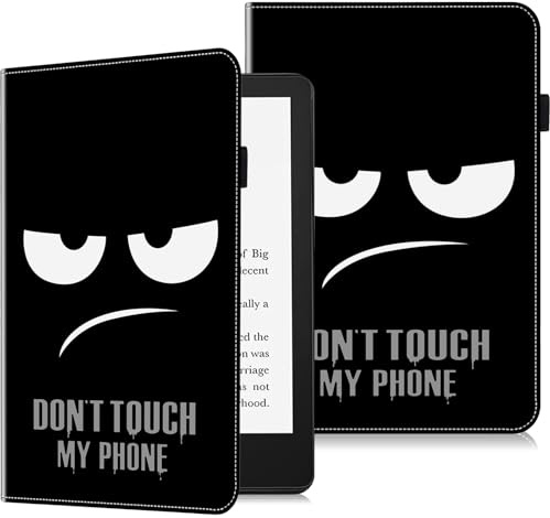 GLANDOTU Étui pour Kindle Paperwhite 6,8 Pouces 2024/2023/2021 (11e Génération) avec Porte-Stylo - Protection à Rabat en Cuir - Don't Touch