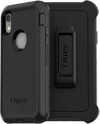 OtterBox iPhone XR (Only) - Defender Series Case - Black - Rugged & Durable - with Port Protection - Holster Clip Included - Retail Packaging