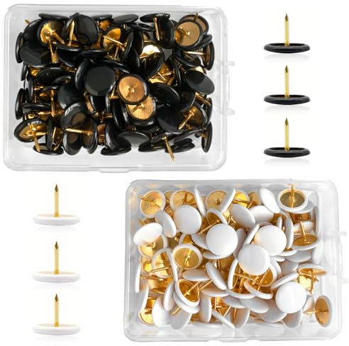 200 Stück Reißzwecken, Reißzwecken mit rundem Kopf für Pinnwände, Korktafeln, Notiztafeln, Karten (weiß + schwarz)