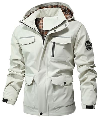 SRZYMJ Jacke Herren Frühling Funktionsjacke Wasserdicht Unterhemd Mtb Regenjacke Arbeitsregenjacken Wasserdicht Funktionsjacke Wasserdicht Weiß Fleeceweste Herren Ärmellos L