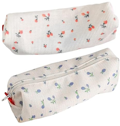 2 Stück Florales Federmäppchen, Niedliche Federtasche, Floral Pencil Pouch School Stationary, Federtasche Mit Kleinem Blumendesign, Blume Federtasche Für Mädchen Junge