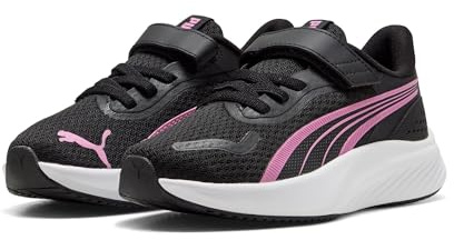 PUMA Pounce LITE AC+ PS Sneaker, Black-Posie PINK White, 23 EU