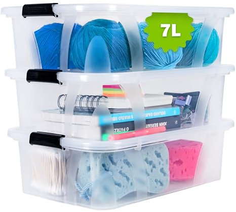 KONZEPT Aufbewahrungsbox mit Deckel (7L-3er Set), BPA-frei, robuster Verschlussclips