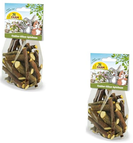 JR FARM Knabber-Hölzer Apfelbaum | Doppelpack | 2 x 100 g | Snack für Zwergkaninchen und Nager | Kann den Zahnabrieb unterstützen | Kann zur sinnvollen Beschäftigung beitragen