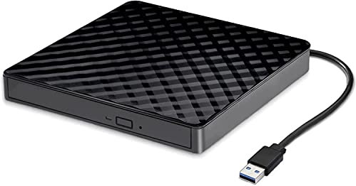 RUOVXWU Lecteur DVD Externe pour PC USB 3.0 Graveur Enregistreur Portable RW/ROM Plug and Play CD/DVD +/-RW Drive DVD Player Transmission Rapide Câble USB Intégrée pour Windows MacOS Laptop Desktops