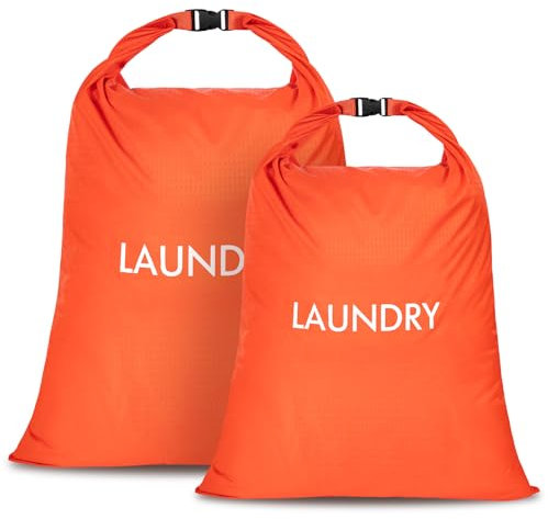 CANBOX Wäschesack Reise, 2 Stück, Nylon wasserdichte Wäschebeutel mit Rollverschluss, 2 Größen Faltbarer Schmutzwäschebeutel für Camping und Reisen