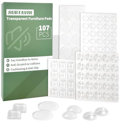 107 pezzi Paraurti per mobili, Paraurti adesivi per porte di mobili Cuscinetti in gomma trasparenti Paraurti per mobili in silicone Cuscinetti in gomma per protezioni per mobili e porte (4 misure)