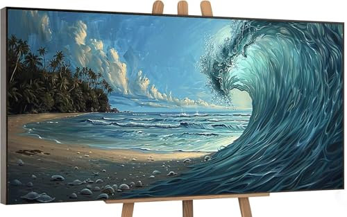 Flots Peinture par Numero Adulte, DlY Peinture Numero Enfant scène, Loisirs Créatifs Adultes Paint by Numbers Kits avec 3 Pinceaux de Dessin de Pigment Acrylique, Decoration Murale 100x200cm H-118