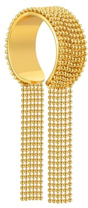 VNOX Ringe für Damen Offener Edelstahl Ring vergoldet mit Quasten, Eleganter Damen Ring größenverstellbar, Verstellbarer Ring Damen, Fingerring Edelstahl Geschenk Frauen Plated