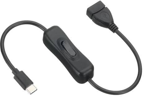 PATIKIL 0.98ft USB Extension Cable with on Off Switch, Type C to USB Female Data Support Power Supply Cord Wire for LED Strip Desk Lamp Fan, Black