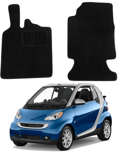 Auto Fußmatten Ersatz für Smart ForTwo W451 II 2007-2014, Premium Fussmatten Sitz Vorn Classic Schwarz Auto Teppiche Passform