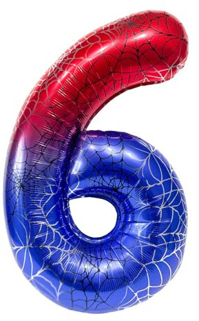 DazzJoy Spider Geburtstagsdeko 6 Jahre Junge, Spinnen Luftballon 6 Jahre Junge, Spidey 40 Zoll 6 Luftballons Zahl, Spinnen Folienballon 6. Geburtstag, Helium Ballon 6 Geburtstag Jungen