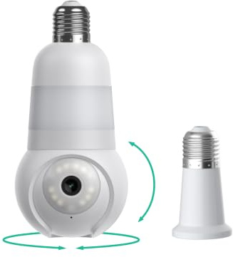 Luna Light Bulb Security Camera Wireless Outdoor Indoor CCTV 4MP 2K PTZ 360 | Color Night Vision, 2.4GHz & 5GHz Wi-Fi 6, AI Motion Tracking, Alarm, E27 Bayonet Fitting, IP65