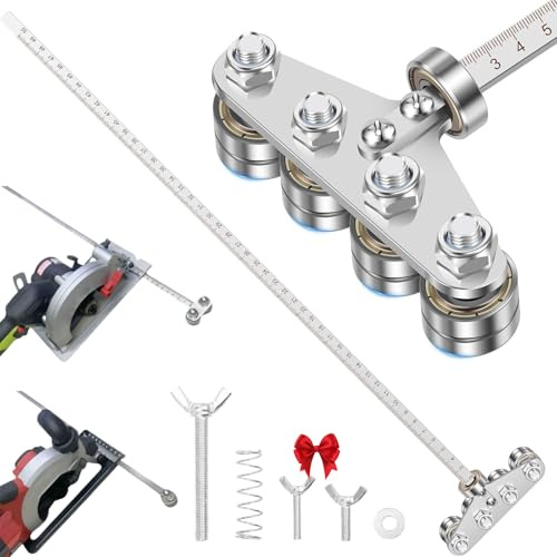 Positioning Calipers for Precise Measurements & Easy Wood Cutting, Adjustable Skill Saw Guide Rail, 19.68IN Stainless Steel Circular Saw Guide Rail for Circular Saws, Easy to Use (4Weel 50CM)