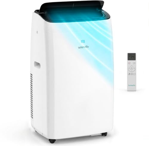 SereneLife Aire Acondicionado Portatil 16000BTU, Climatizador 4 en 1, con Deshumidificador y Ventilador, Modo Sleep, con Kit de Ventana para estancias de hasta 32 m²