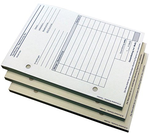 1x Block Rechnung/Quittung - Quittungsblock - 3 x 30 Blatt DIN A6 hoch - gelocht - SD -durchschreibend (22503)