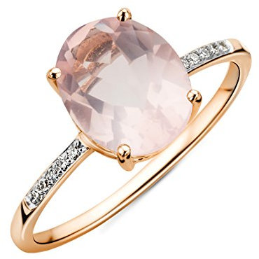 MIORE bague quartz rose et diamants pour femme en or Roze 9 carats 375 (54)