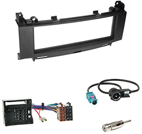 Einbauset: Autoradio 1-DIN Radio Blende Einbaurahmen Radioblende Halterung + ISO Radio Adapterkabel für Mercedes A-Klasse (W169) 10/04-04/12 A-Klasse (C169) 11/04-07/10 / B-Klasse (T245) 06/05-06/11