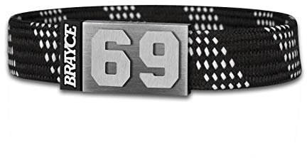 BRAYCE® Eishockey Armband im Schnürsenkel Style mit Deiner Trikot Nummer 00-99 I Hockey Lace schwarz I Trikot am Handgelenk personalisierbar & handgemacht