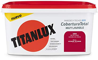 TITANLUX Cobertura Total pintura para paredes, Rojo Vino, 4 L