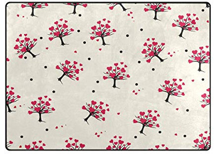 MONTOJ Herzförmiger Kirschbaum Schlamm Schaber für Schuhe, Wohnzimmer, Schlafzimmer, Heimdekoration, Teppich, Polyester, 1, 80 x 58 inch