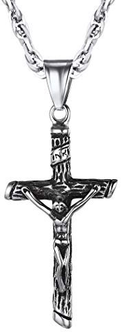 Suplight Stainless Steel INRI Crucifix Cross Necklace Men Women Catholic Christian Pendant Jewellery Jesus Christ INRI Cross Faith Necklaces