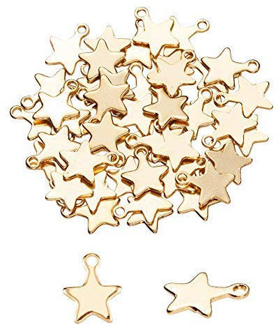 UNICRAFTALE 50Stk Golden Stern Anhänger 304 Edelstahl Charms 1.2mm Kleine Metall Weihnachten Schmuck für Armband Halskette Schmuckherstellung 10x8x1mm