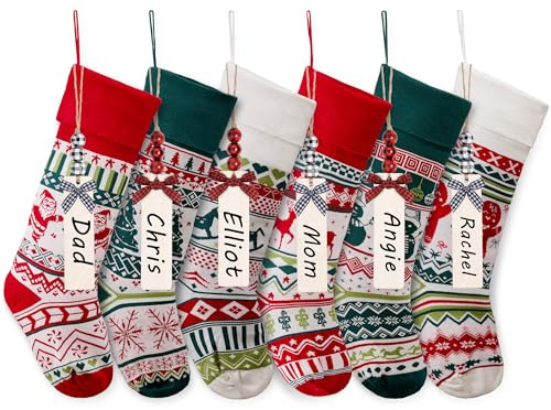 Mostop Knit Christmas Stockings, 23'' Large Embroidered Name Xmas Stockings