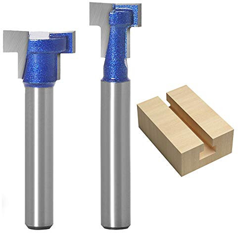 Eyech 2pcs 1/4 Inch Shank T Slot Keyhole Router Bit Set Cutter Milling Woodworking Tool 1/4 & 3/8 Cutting Edge for Power Tool