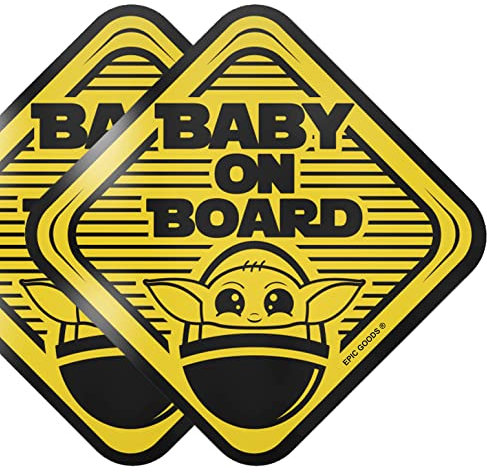EPIC GOODS Baby On Board Magnete [2er-Pack] Baby On Board Schilder | Baby-Geschenk-Set – Bestes Kindersicherheitsschild für Auto, LKW, Van, Stoßstange, Laptop, Flasche, Wasserflasche (Magnete)