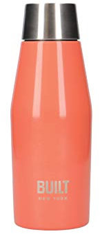 BUILT Apex Thermos-Wasserflasche, Deckel, Auslaufsicher, 18/10 Edelstahl, Wiederverwendbar, Sweat-Proof, 100 Prozent BPA-frei, 'The Tropics' Design, 330 ml, Orange