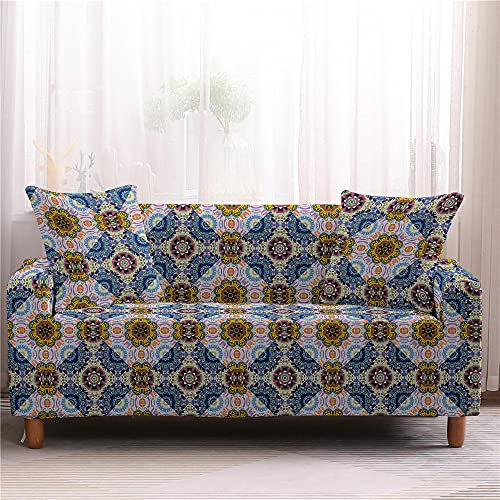 Surwin Elastisch Sofa Überwürfe 1 2 3 4 Sitzer, 3D Mandala Muster Sofabezug Stretch Schonbezug Universal Sofahusse für Armlehnen Sofa Abdeckung Couchbezug (Türkische Art,3 Sitzer (190-230cm))