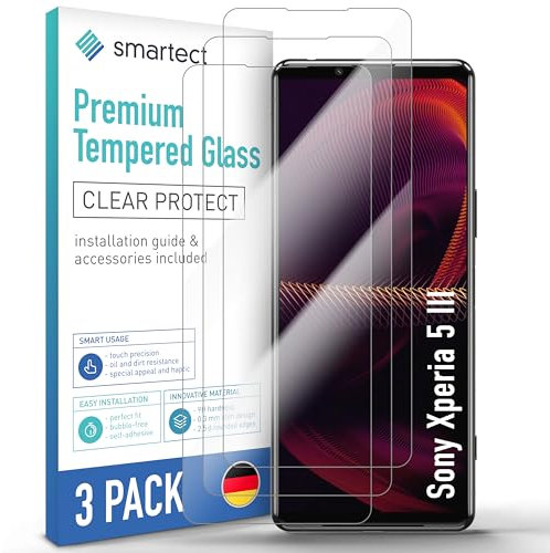 smartect Schutzglas [3 Stück, Klar] kompatibel mit Sony Xperia 5 III, HD Schutzfolie Anti-Kratzer, Blasenfrei, 9H Härte, 0.3 mm Ultra-klar, Ultrabeständig