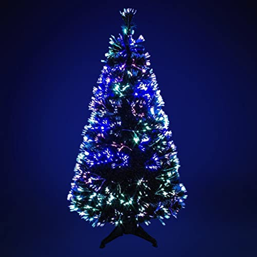 UETIAN Multicolor Fibre Optic Christmas Tree, Artificial Green Xmas Tree with Metal Stand, Festive Decoration, 4ft/120cm and 6ft/180cm (6FT)