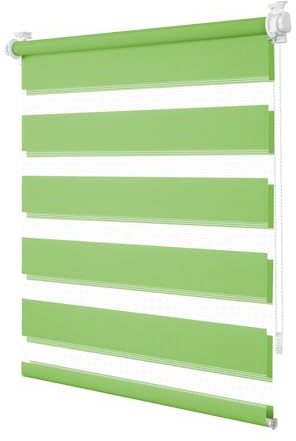 TFSKY Doppelrollo Klemmfix ohne Bohren Grün B45 x H130 cm | Stoffbreite 40cm, 100% Polyester, Lichtdurchlässig & Verdunkelnd, Rollos Für Fenster innen, Stufenlos für Wohnzimmer, Büro