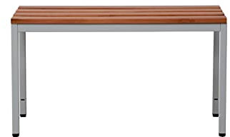 Schrank & Stuhl Sitzbank | Garderobenbank freistehend, 80 cm breit, Grau/Buche
