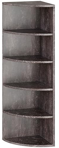 RICOO Eckregal Hängend 110 x 33 x 33 Grau Beton Optik, Spanplatte aus Holz, Hängereral WM059-BG, Regal Wand, Bücherregal Eck Wandregal Ecke Küchenregal Wandboard Eckwandregal Schweberegal