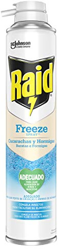 Raid Spray Insecticida Freeze - Aerosol para Cucarachas, Hormigas y Chinches, sin olor, Congela insectos para facilitar su eliminación