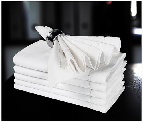Stoffservietten, 100 % Leinen, Weiß, Servietten, Leinenservietten, Abendessen, Servietten, Tuch, Hochzeitsservietten, Ostern, Erntedankfest, Weihnachten, Servietten, 40,6 x 40,6 cm, 6 Stück