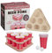 Relaxdays 10039136 Beer Pong Set, 16 TLG. Bierpong Spiel, 12 Becher, mit Halterungen & Bällen, Trinkspiel Erwachsene, Natur/rot