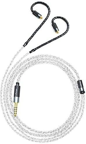 MMCX Spina 5N OFC Argento Placcatura+Grafene Cavo Auricolare per SHURE SE846 SE535 SE425 AONIC 4 5 Xelento Remote T8iE T9iE Fidue A83 Sirius MkII Dunu DK3001Pro DK4001 W60 W80 (4,4 mm, MMC4,4 mm X