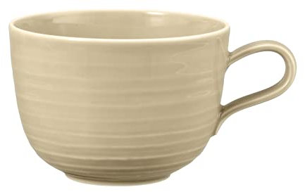 Seltmann Weiden Terra Milchkaffeetasse, 400 ml, Cappuccinotasse mit spiralförmigem Relief, Spülmaschinen- und mikrowellenfest, Porzellan, Sandbeige