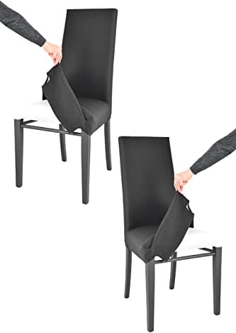Tommychairs - 2er Set gepolsterte Stühle JAZZ mit herausnehmbarem Bezug für Küche, Struktur aus Buchenholz Anilinfarbe Schwarz und mit herausnehmbarem Bezug aus Stoff in der Farbe Schwarz bezogen